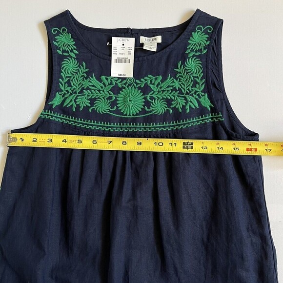 J. Crew factory Women’s  Embroidered Sleeveless Dress Navy Blue Size XXS - Picture 7 of 8